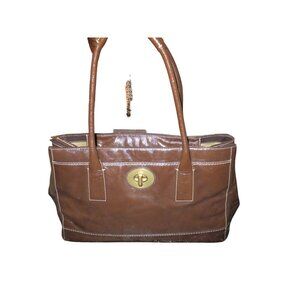COACH 2007 Vintage 11789 Madeline Brown Patent Leather Double Handle Satchel